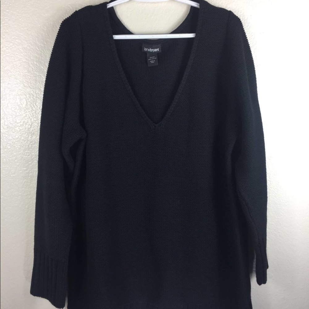 Plus Size 22 Black Knitted Long Sleeve Sweater